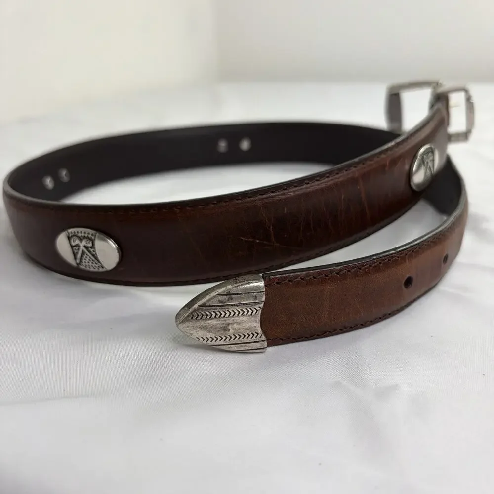 Vintage AML 3000 Men’s Brown Leather Hockey Golf Concho Waist Belt Size 34